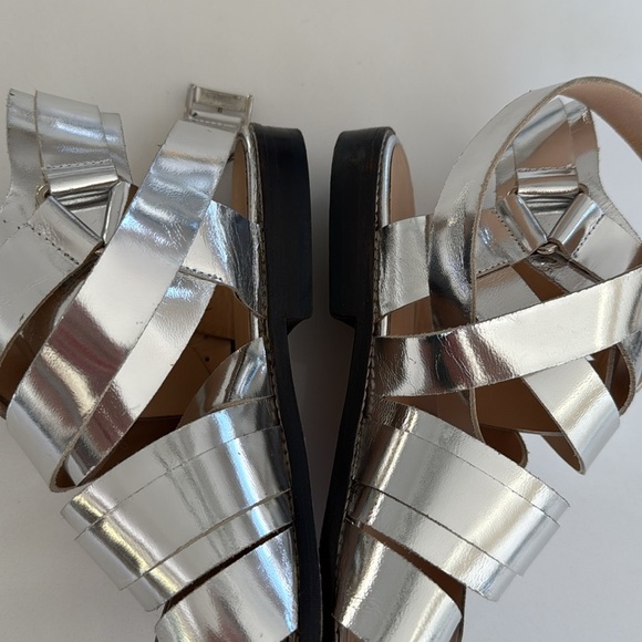 IRO Xoey Flat Sandals Mirrored Silver with Buckles Womens size 39/ 9 - Picture 8 of 16